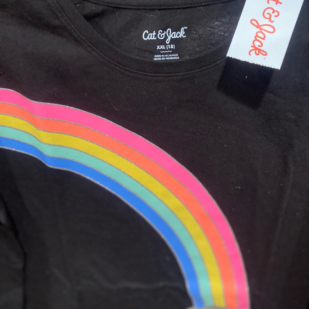 Cat & Jack Black Shirt with Colorful Rainbow - Picture 3 of 3
